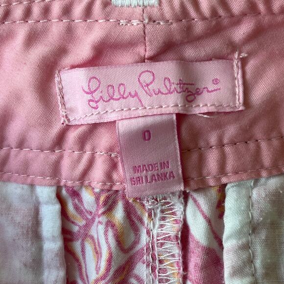 Lilly Pulitzer Callahan Shorts Sailors Valentine Mini Hotty Pink Shells Size 0 - Picture 3 of 6